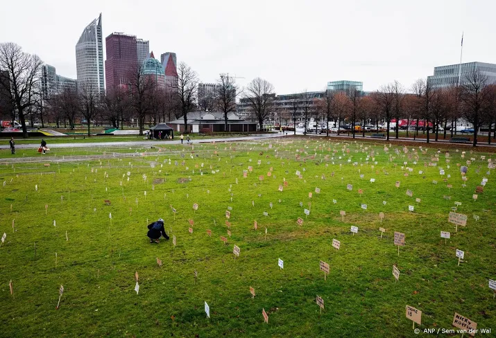 youth for climate demonstreert met 1500 bordjes op het malieveld