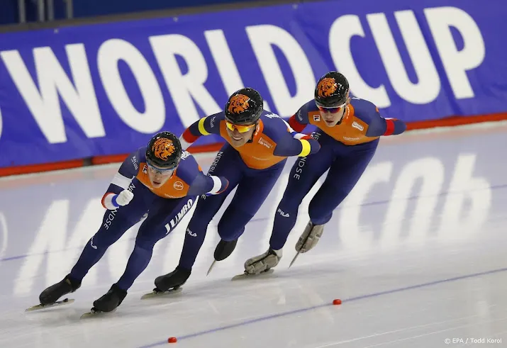 amerikaanse schaatsploeg wint achtervolging nederland zesde