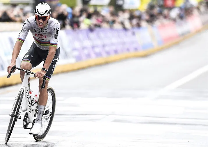 chicane voor bos van wallers verdeelt wielerpeloton