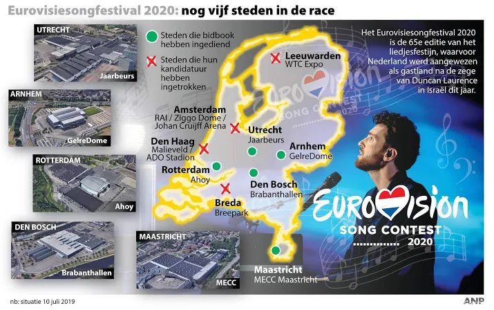 drie steden vallen af in race om songfestival
