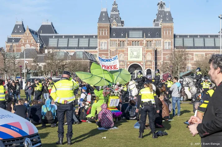 een aanhouding bij demonstratie museumplein