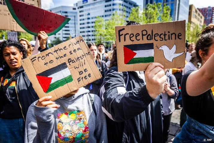 honderden bij pro palestijnse betoging rotterdam centraal