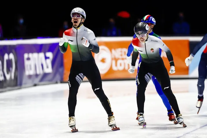 hongaarse shorttrackbroers liu eerste en tweede op 1000 meter