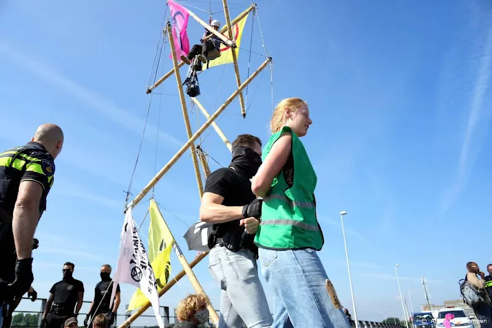 klimaatactivisten blokkeren weg naar shell pernis
