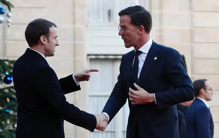 macron voor kort bezoek langs bij rutte