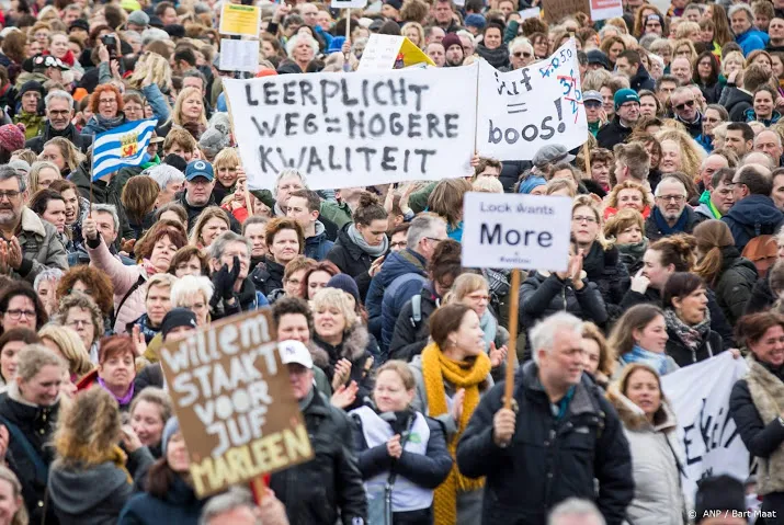 malieveld loopt langzaam vol met leraren
