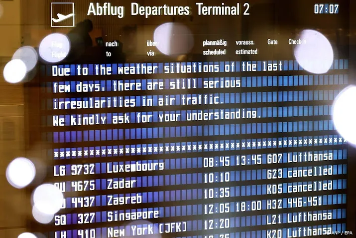 meeste vluchten tussen schiphol en munchen geschrapt om winterweer