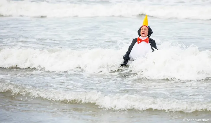 milieudefensie met nieuwjaarsduik koppie onder voor klimaat