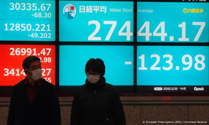 nikkei begint 2021 lager door coronazorgen tokio