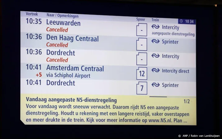 ns woensdag weer normale dienstregeling