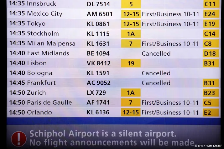 opnieuw vluchten van en naar schiphol uitgevallen door wind