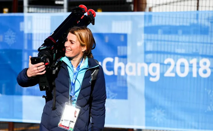 sauerbreij olympisch kampioene in mixed zone