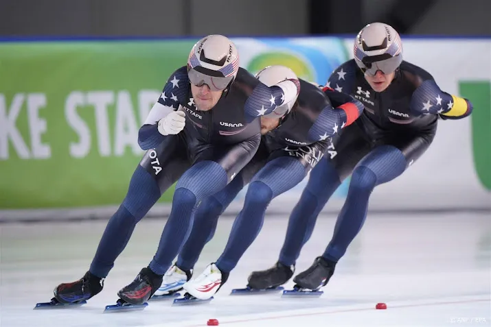 schaatsers vierde op ploegachtervolging wereldrecord vs