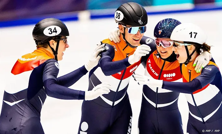 shorttrackers pakken op ek opnieuw goud op gemengde aflossing