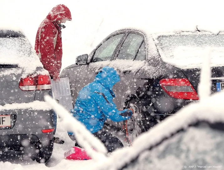 slecht weer op weg naar de wintersport