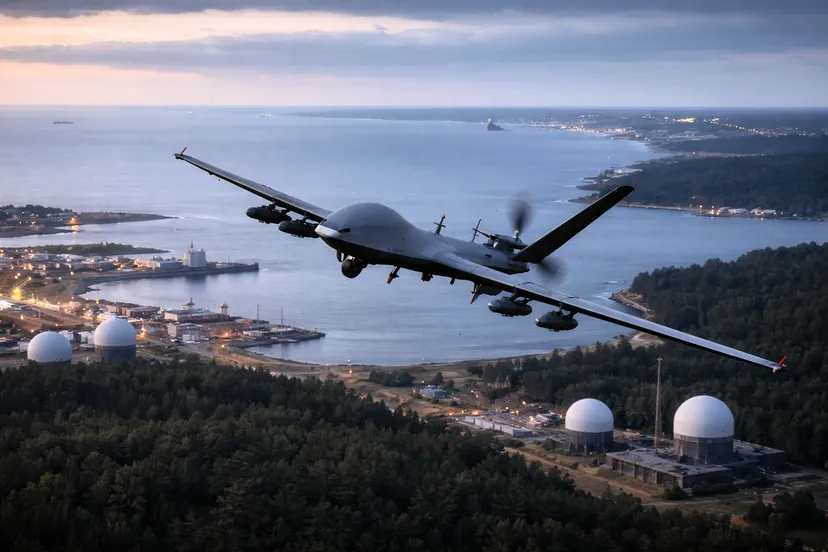 Drone boven de Baltische Zee