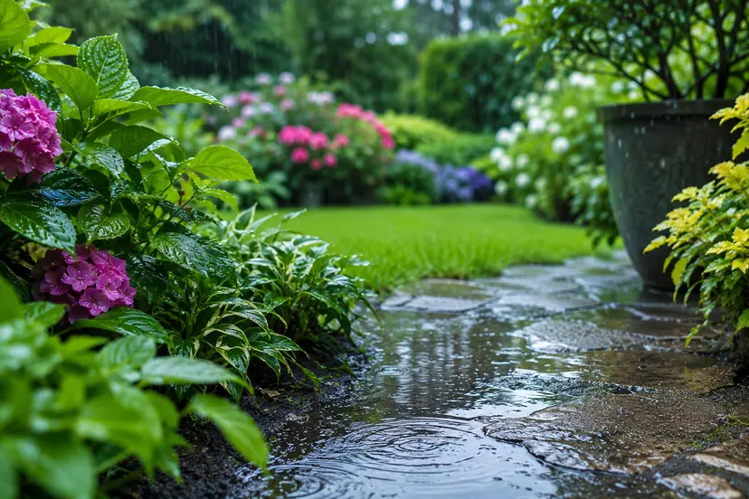 Regen in tuin
