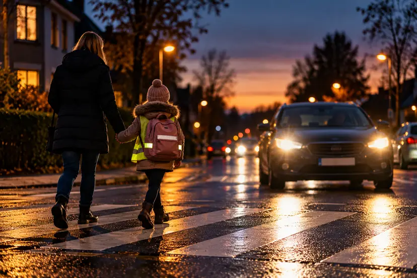 Autumn Crosswalk at Dusk