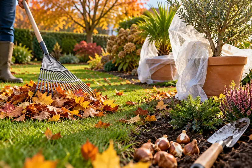 Autumn Garden Raking and Planting
