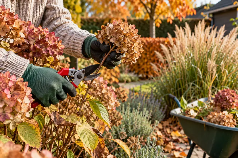 Autumn Hydrangea Pruning in the Garden
