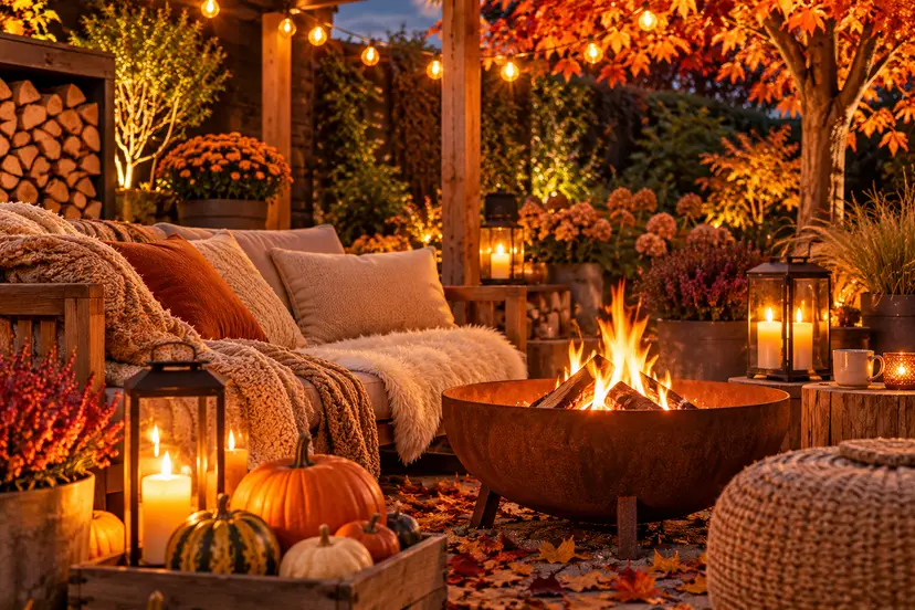 Cozy Autumn Patio by Firelight