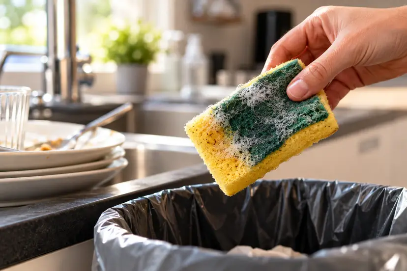 Discarding a Worn Kitchen Sponge
