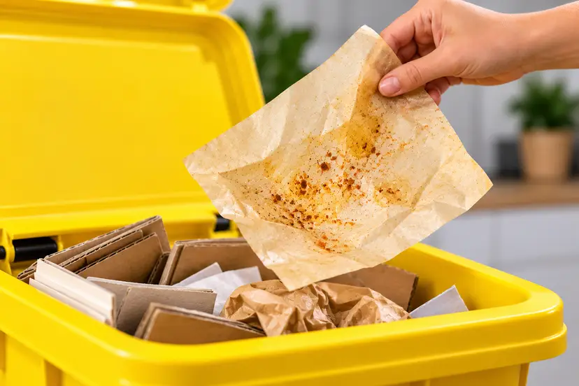 Recycling Greasy Paper in Yellow Bin
