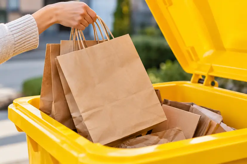 Recycling Paper Bags Outdoors