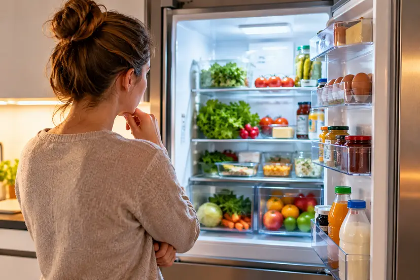 Thoughtful Moment at the Open Refrigerator
