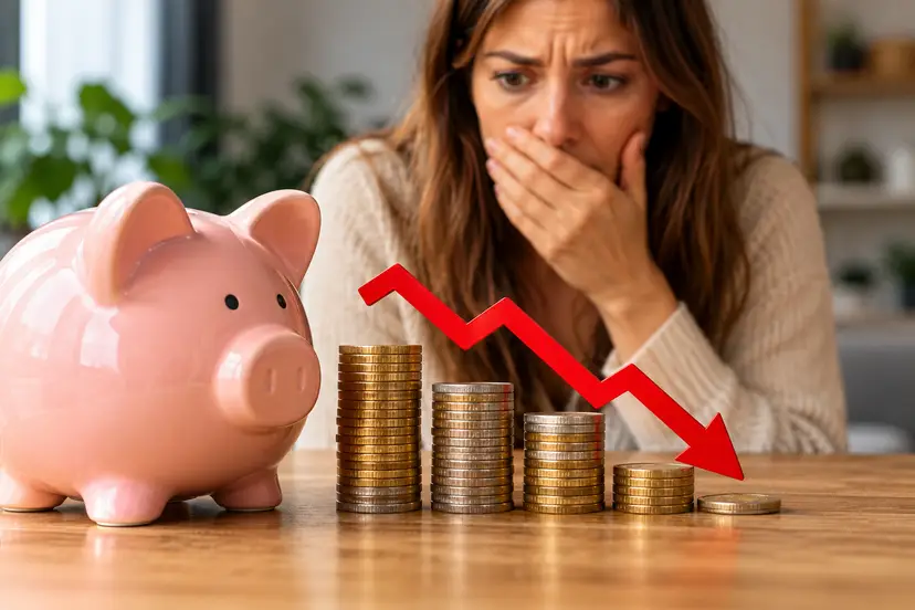 Worried Woman Watching Savings Decline