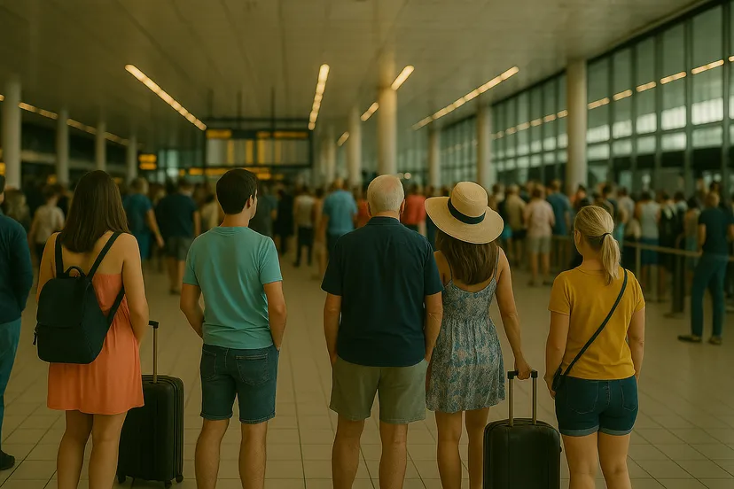 vakantiegangers op vliegveld cevisumservice
