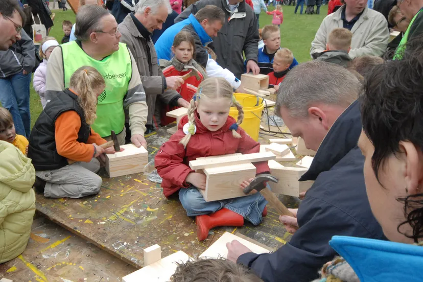 bd vogelkastjes timmeren meisje op tafel