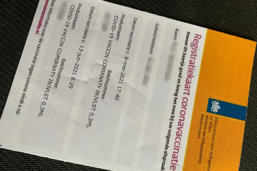 registratiekaart coronavaccinatie 1