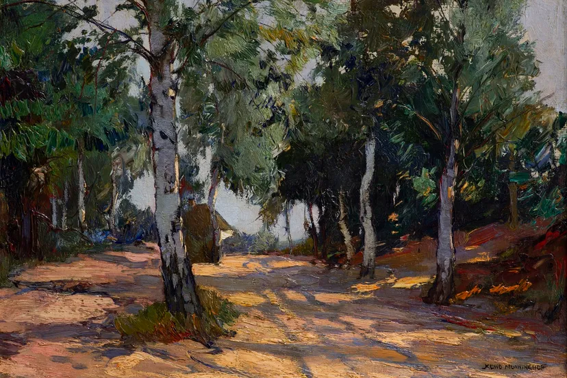 xeno mnninghoff berkenlaantje olieverf op doek 36x50 cm particuliere collectie