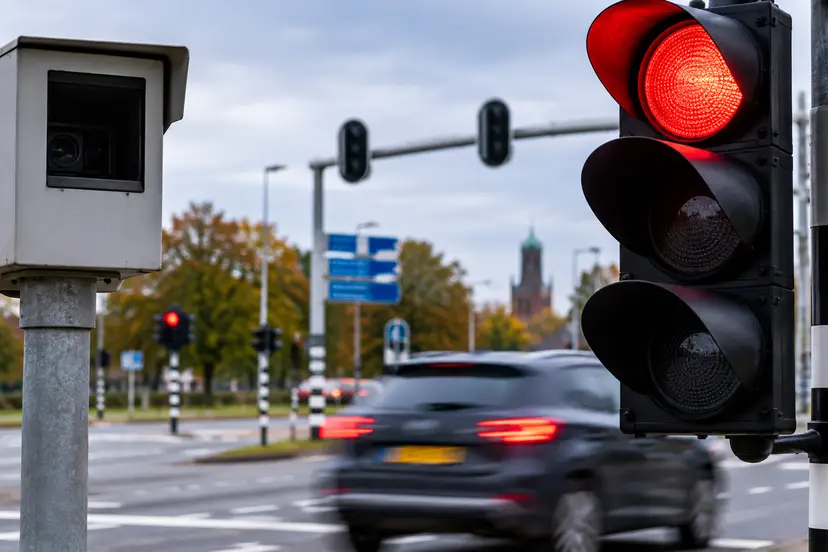 Rood licht bij druk kruispunt