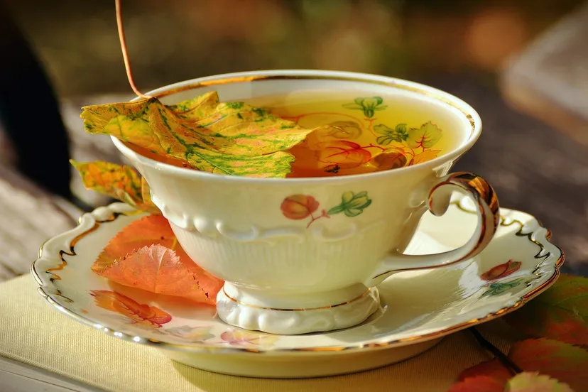 herfstbladeren in de thee conger design pixabay