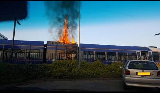 brand in trein