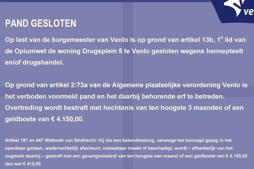 217 pand gesloten drugs