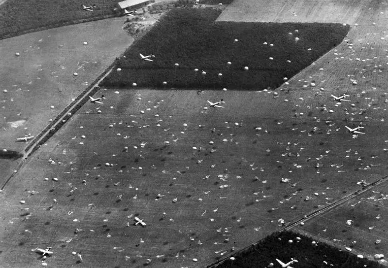 c 47s dropping 1 airborne brigade at renkum 1944