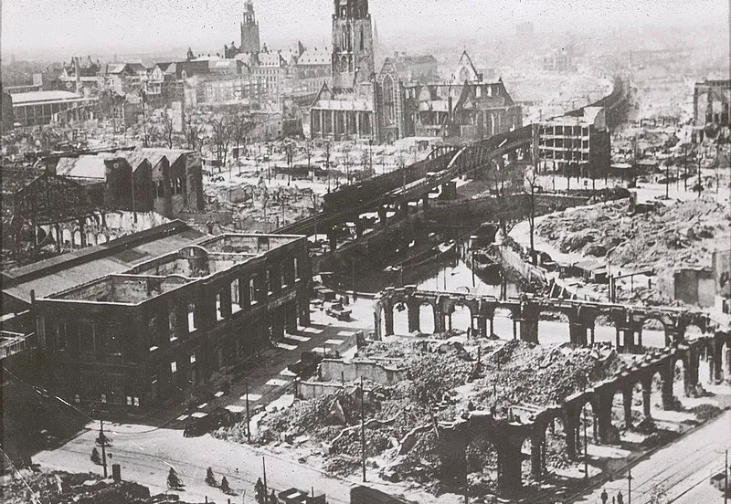 overzicht na bombardement oorlogsschade rotterdam rijksdienst voor het cultureel erfgoed