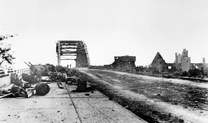 the vital bridge at arnhem after the british paratroops had been driven back