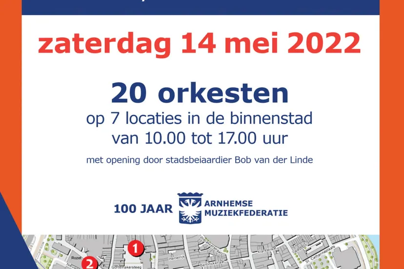 aankondiging 100 jaar arnhemse muziekfederatie