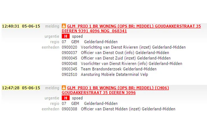 brand goudakkerstraat dieren