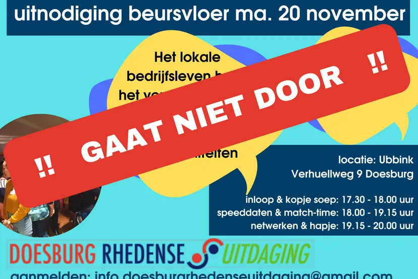 gaat niet door beursvloer 20 nov