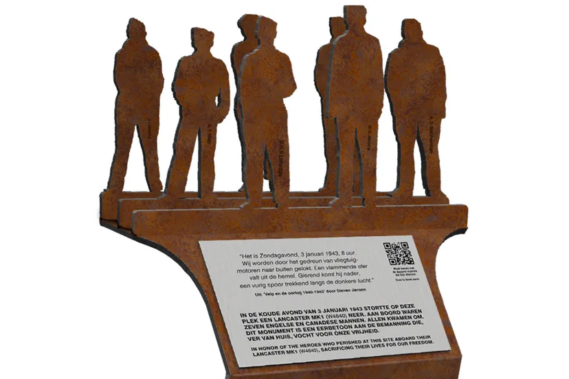 monument voor bemanning neergeschoten lancaster bommenwerper tweede wereldoorlog bartel van yperenburg
