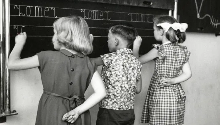 schrijven op het schoolbord