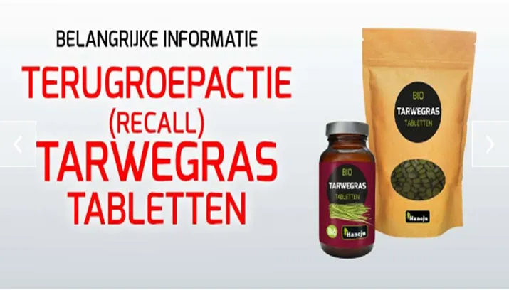 terugroepactie tarwegras tabletten