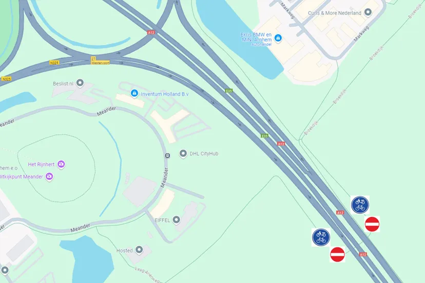 fietspad onder ijsselbrug a12 velp arnhem afgesloten