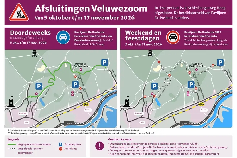 Kaart afsluitingen Schietbergseweg Rheden - gemeente Rheden