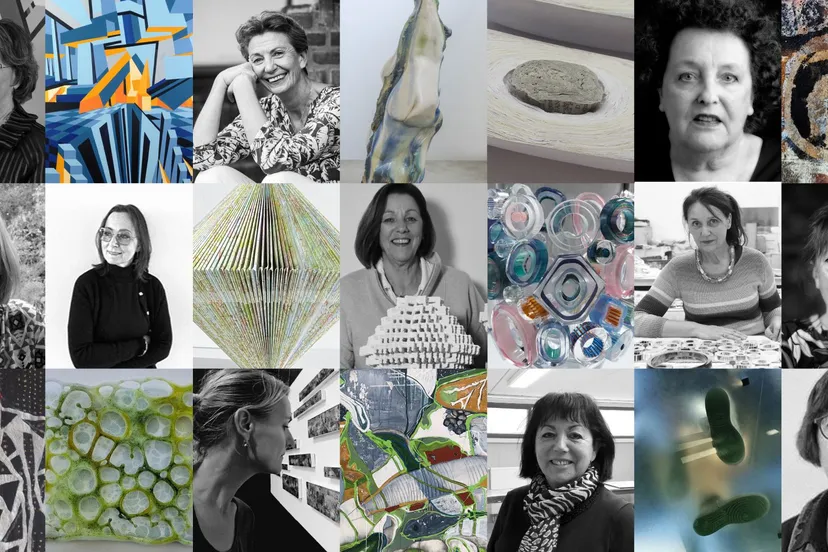 abstract collage kunstenaars met kunstwerken